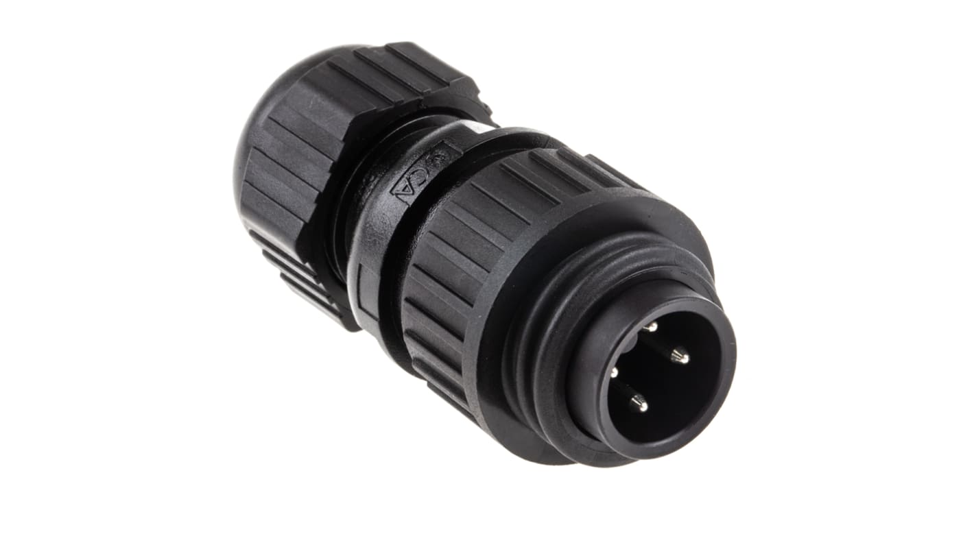 Conector circular Hirschmann macho serie CA de 3 + PE vías macho, montaje aéreo, IP67