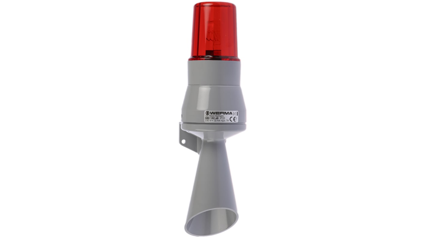 Werma 580 Series Red Horn Beacon, 230 V ac, Surface Mount, 92dB at 1 Metre