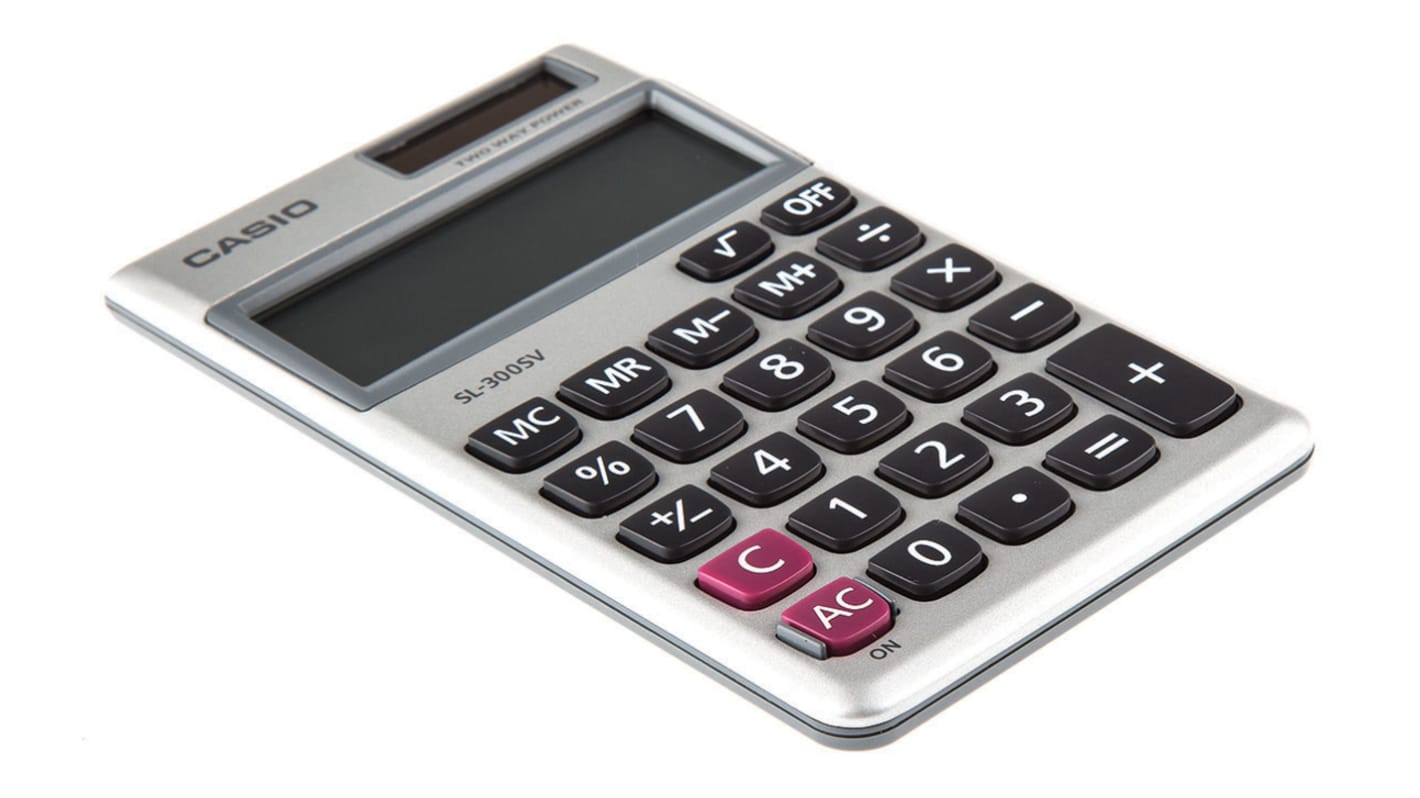 Calculatrice de poche Casio, piles et solaire
