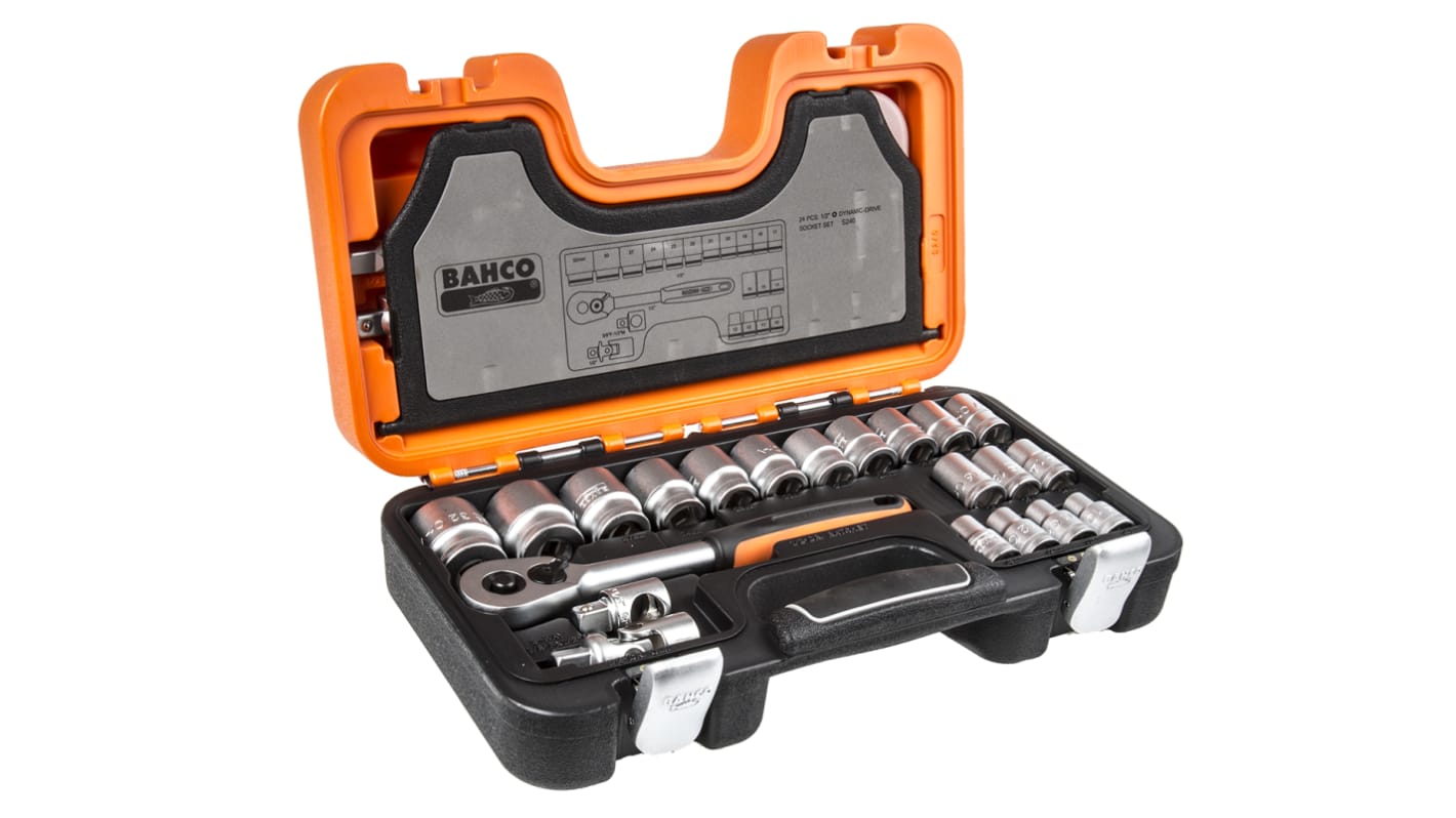S240 Bahco 24Piece Socket Set, 1/2 in Square Drive, 10 → 32mm Socket
