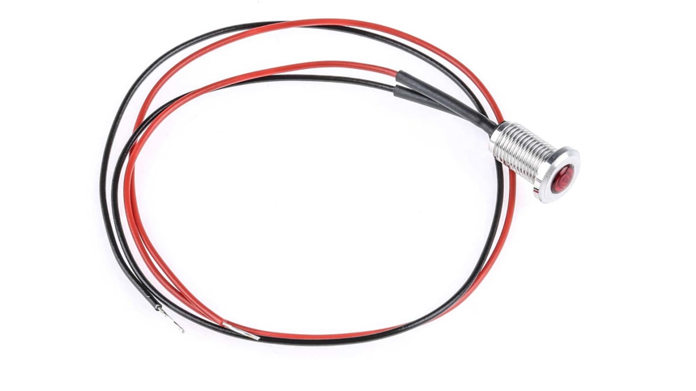 OXL/CLH/63/12AC/FL30/AL | Oxley Red Panel Mount Indicator, 12V ac, 6