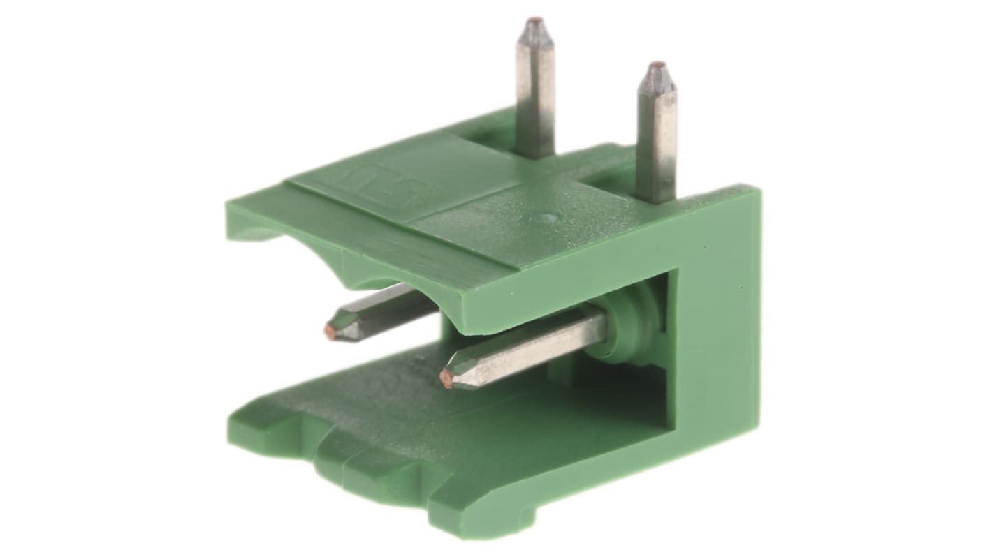 TE Connectivity 5.08mm Pitch 2 Way Right Angle Pluggable Terminal Block, Header, Through Hole, Solder Termination