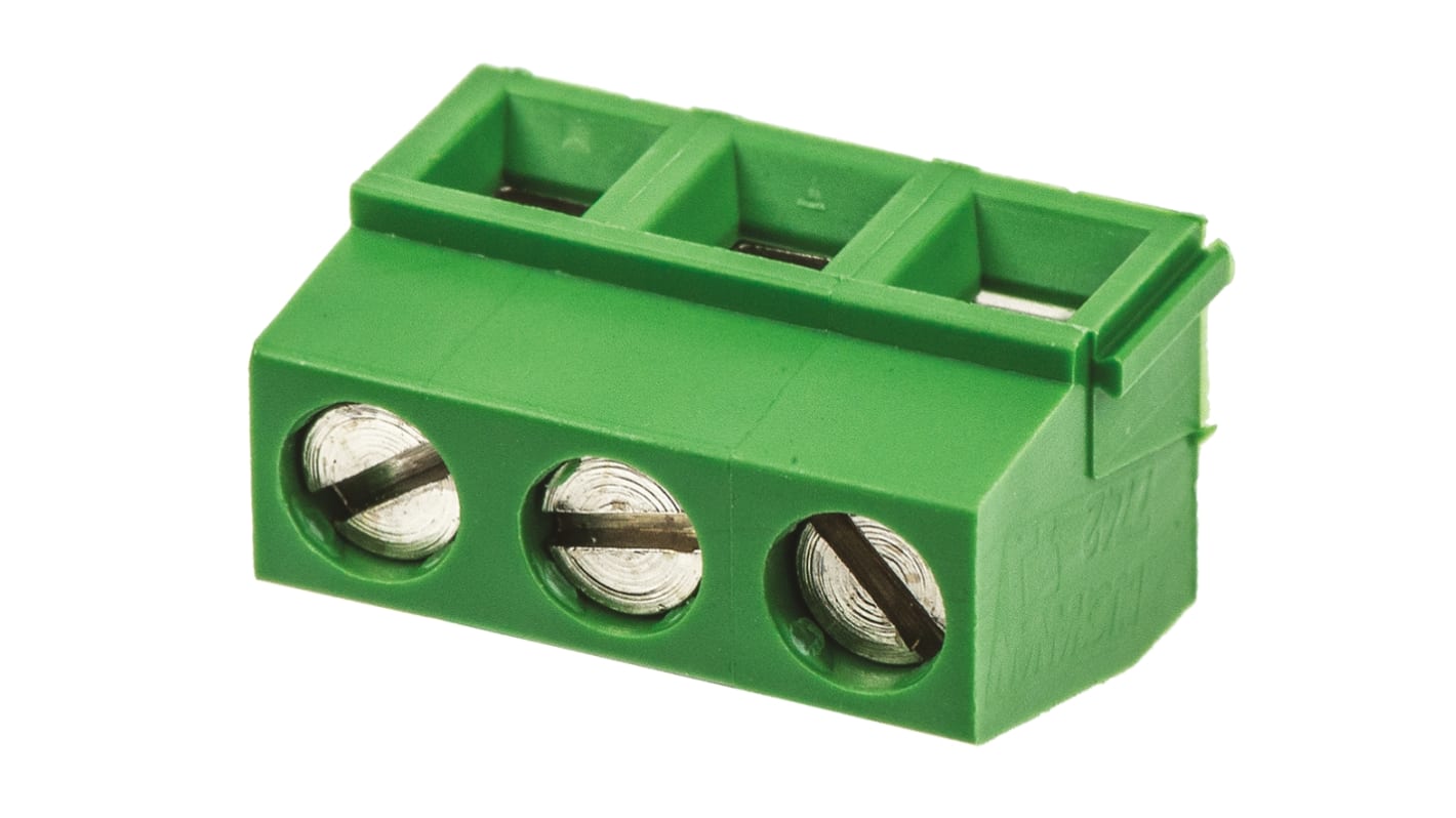 TE Connectivity Buchanan Series PCB Terminal Block, 3-Contact, 5mm Pitch, Through Hole Mount, 1-Row, Screw Termination