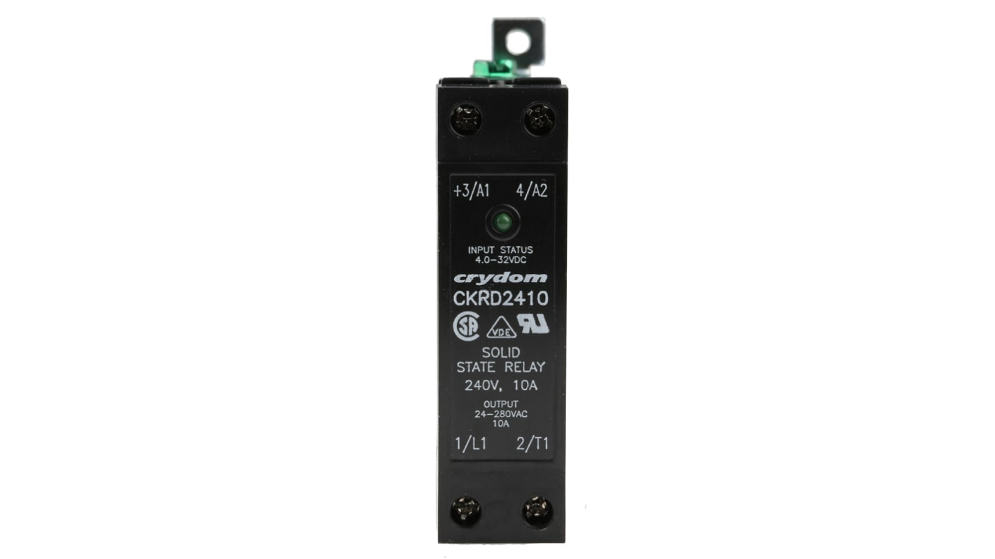 Sensata / Crydom CKR Series Solid State Relay, 10 A rms Load, DIN Rail Mount, 280 V rms Load, 32 V Control