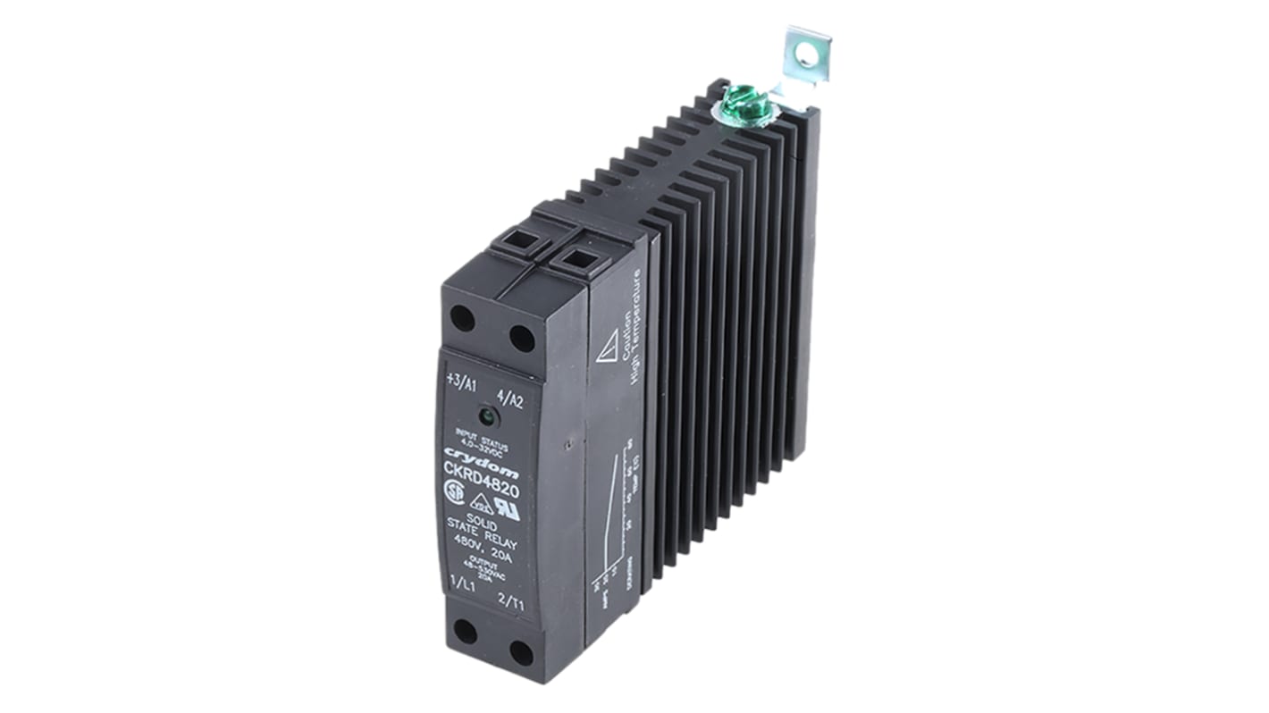 Sensata / Crydom CKR Series Solid State Relay, 20 A rms Load, DIN Rail Mount, 530 V ac Load, 32 V Control