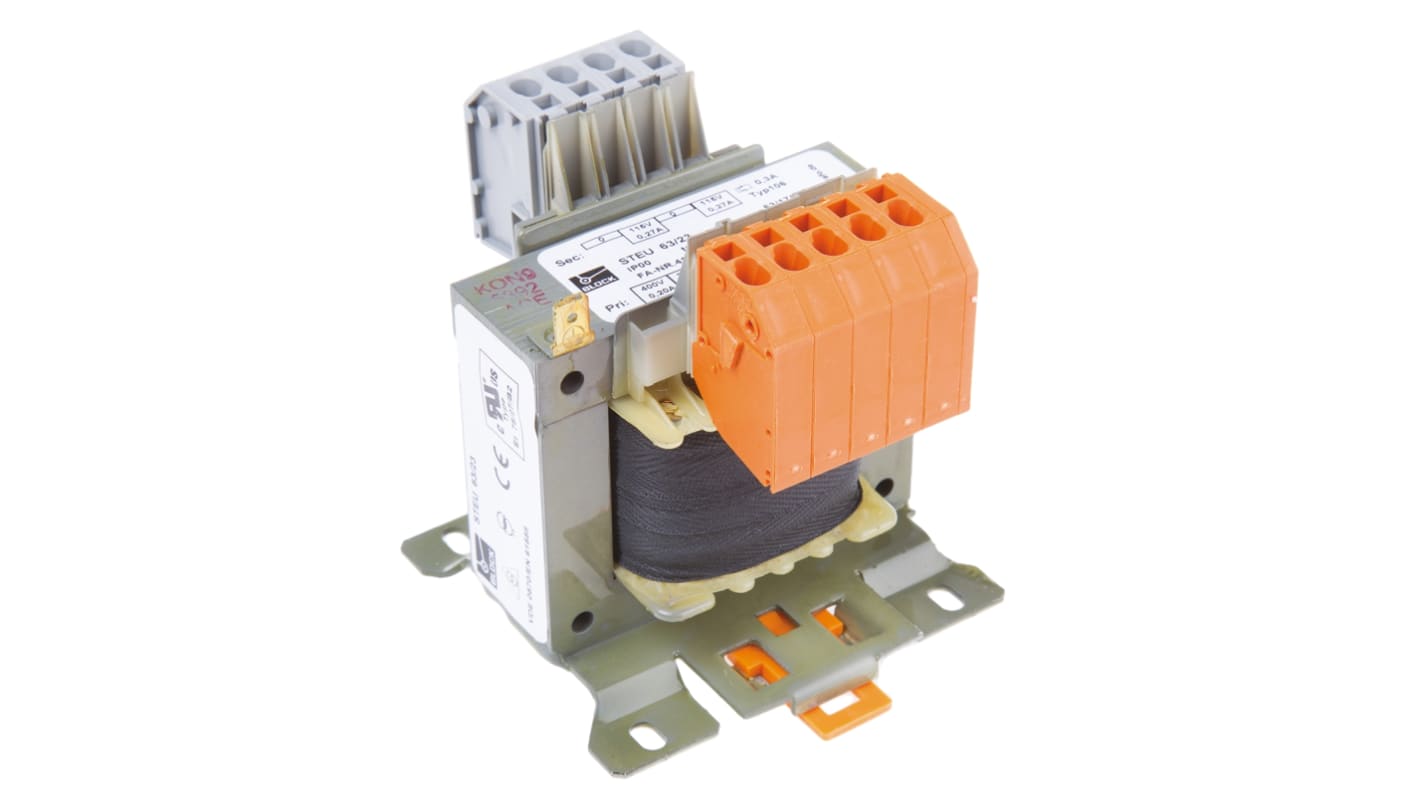 Block 63VA 2 Output Chassis Mounting Transformer, 2 x 115V ac