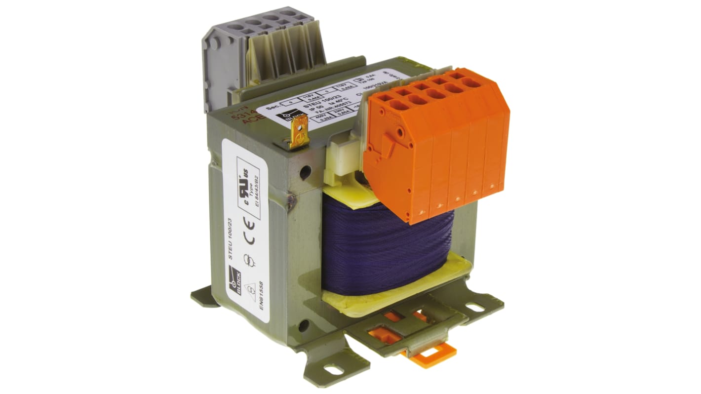 Block 100VA 2 Output Chassis Mounting Transformer, 2 x 115V ac