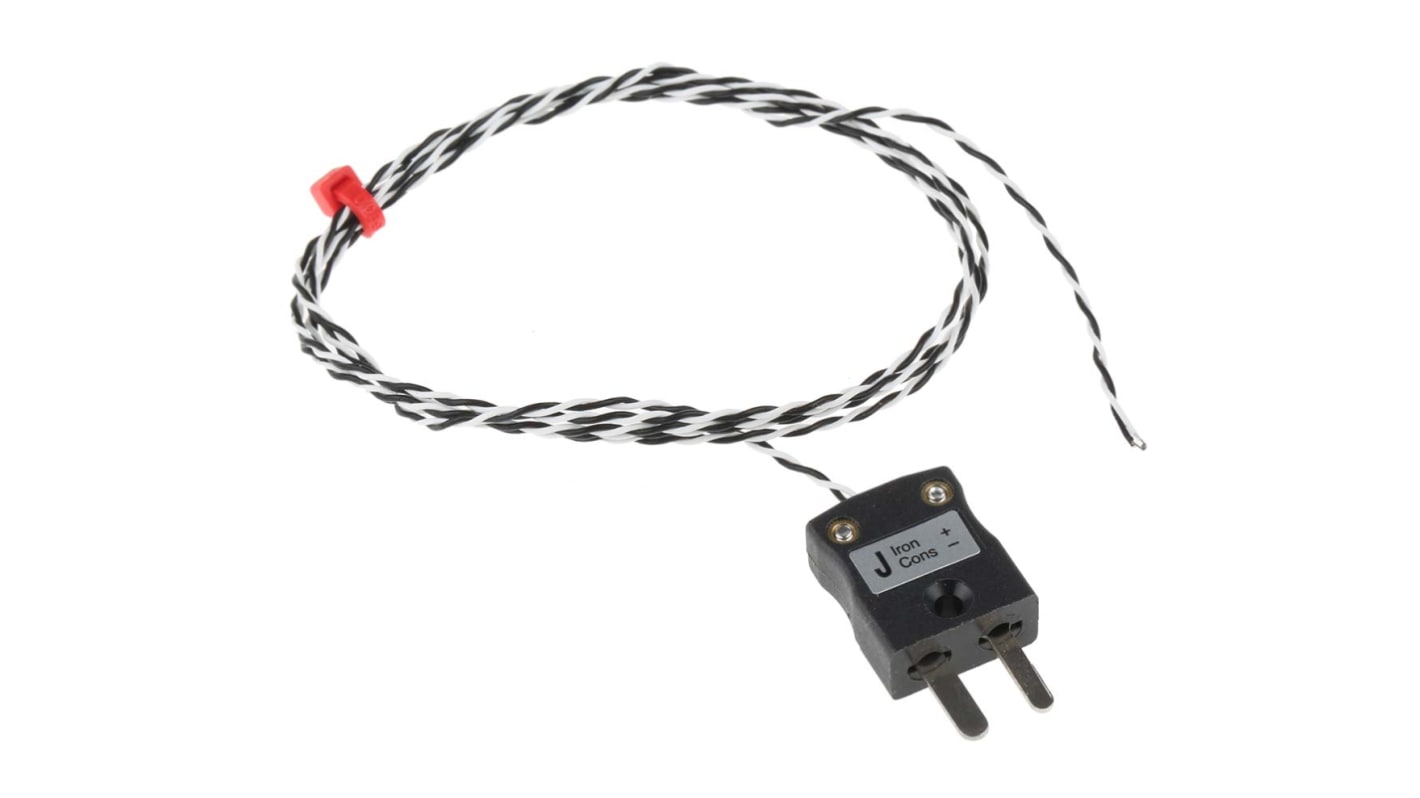 Thermocouple RS PRO type J Ø 1/0.2mm, L 1m, +250°C max à Fiche mâle miniature