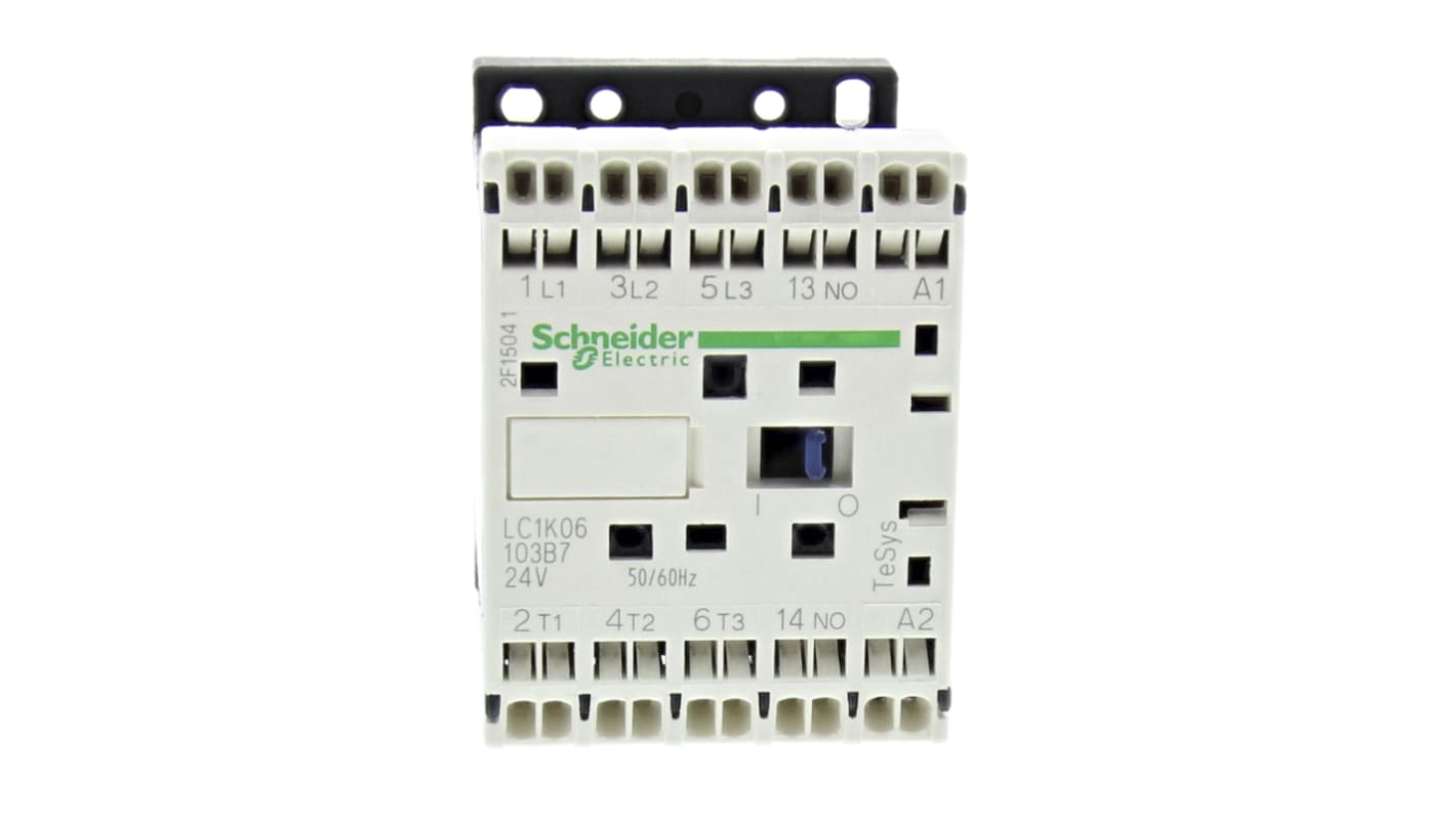 Schneider Electric TeSys K LC1K Contactor, 24 V ac Coil, 3-Pole, 6 A, 2.2 kW, 3NO, 690 V ac