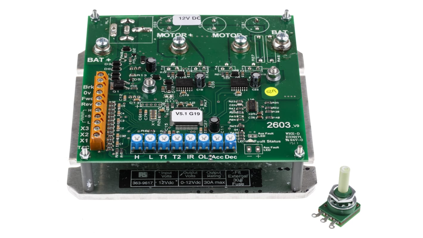 Controlador de motor DC RS PRO, 10 → 17 Vdc, 30 A, controlado por potenciómetro