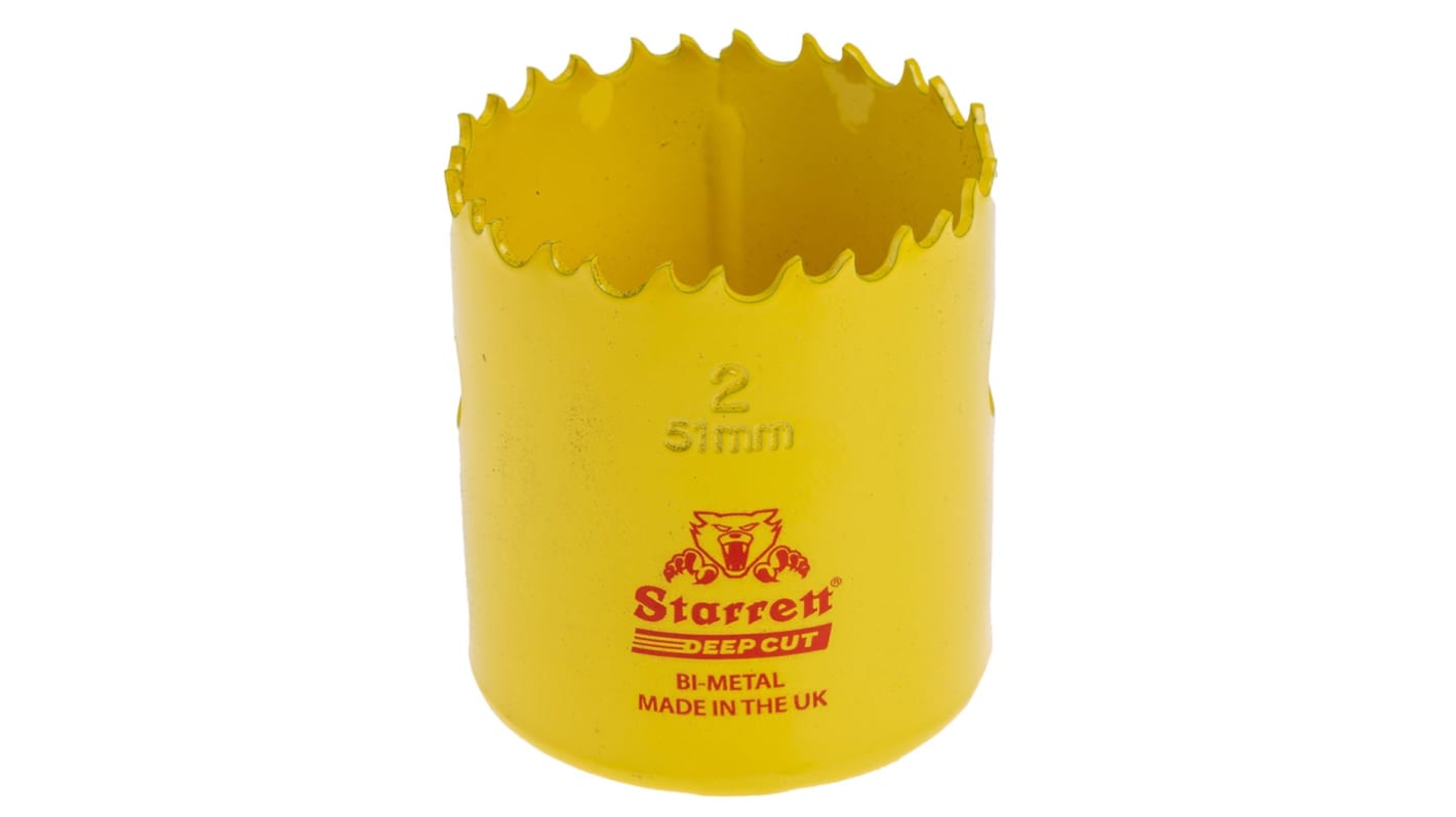 Sierra de corona Starrett, HSS, piezas, diámetro 51mm, Profundidad 38mm
