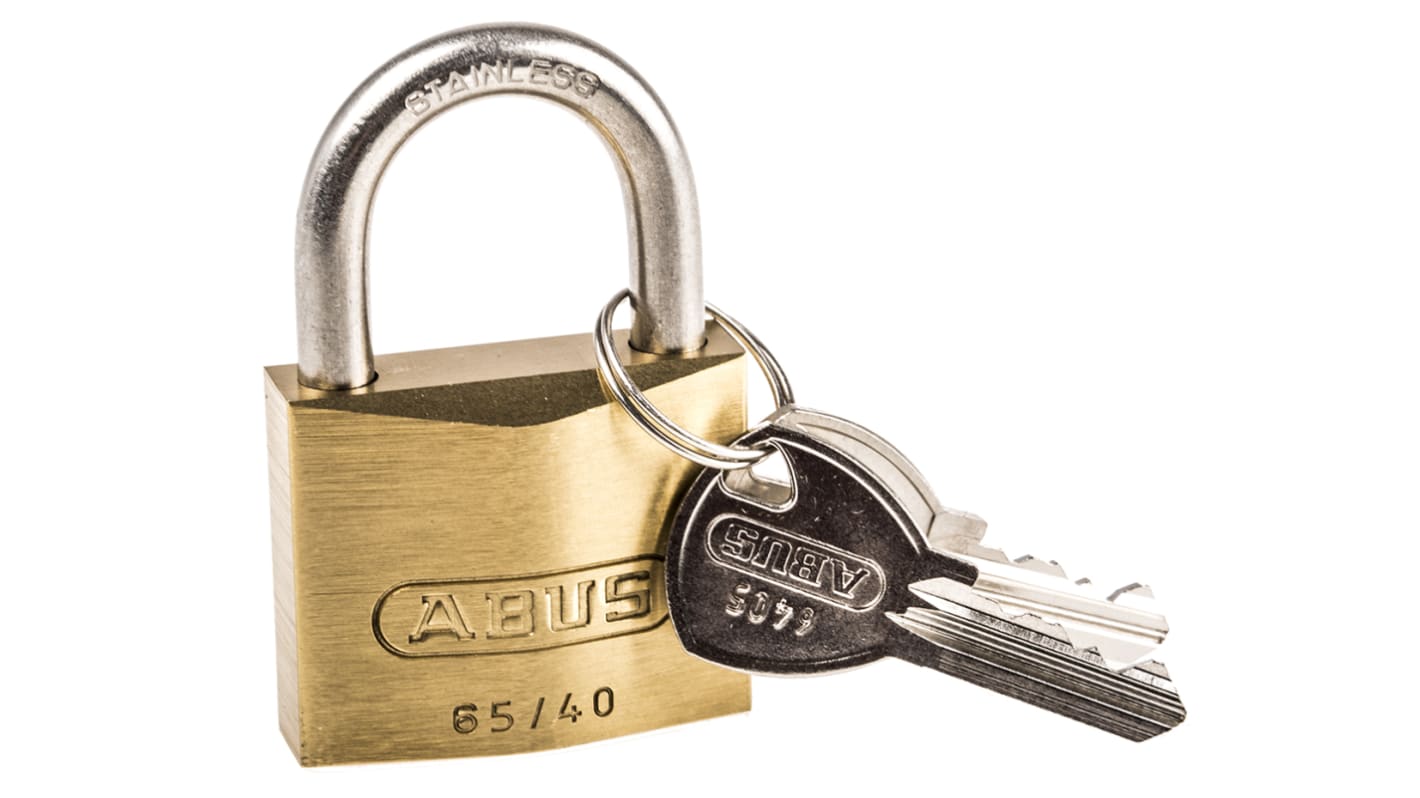 ABUS Key Weatherproof Brass Weatherproof Padlock, Keyed Alike, 6.5mm Shackle, 40mm Body