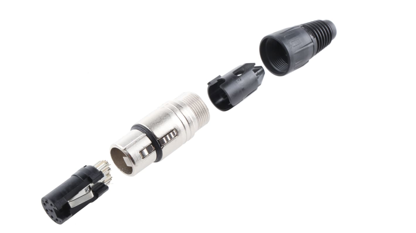 Neutrik-Connecteur XLR Femelle Droit 7 voies Montage sur câble, placage Argent sur Nickel