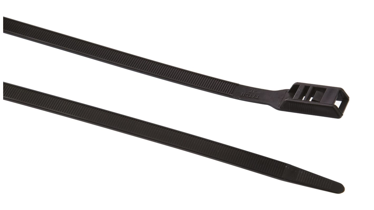 HellermannTyton Cable Tie, 535mm x 9 mm, Black Polyamide 6.6 (PA66), Pk-100