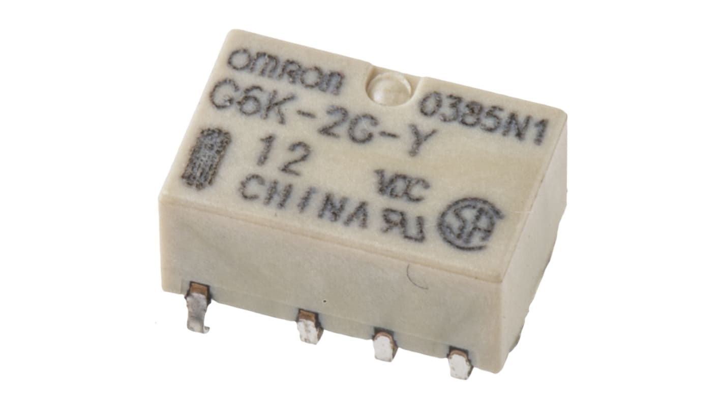 Omron PCB Mount Signal Relay, 12V dc Coil, 1A Switching Current, DPDT