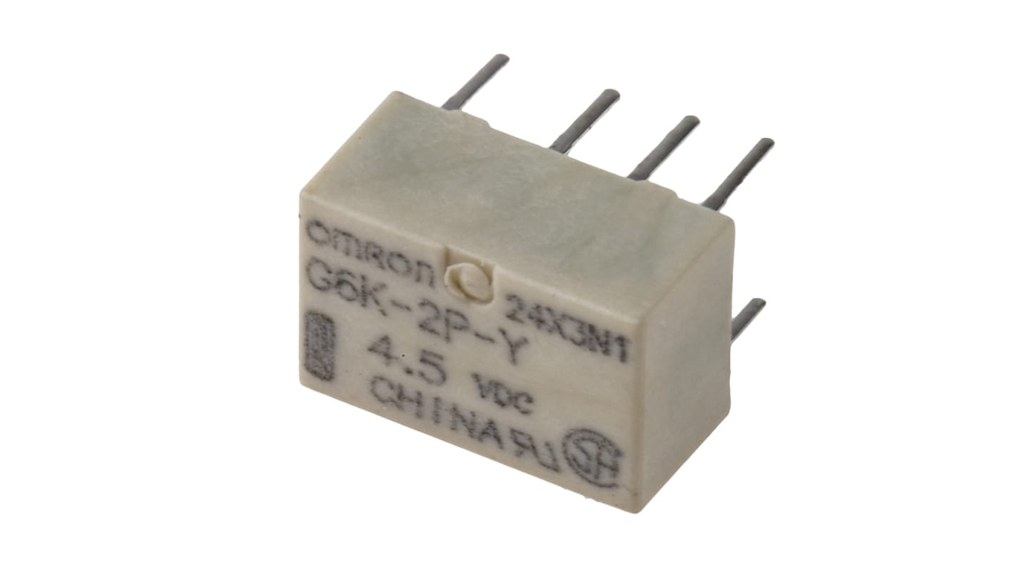 Relé de señal sin enclavamiento Omron HFD4, DPDT, 4.5V dc, 1 A dc, montaje en PCB, para