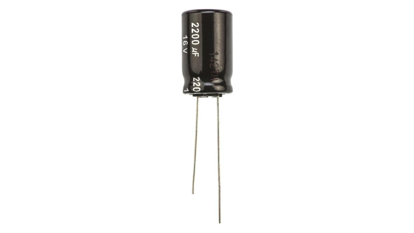 Panasonic NHG, THT Aluminium-Elektrolyt Kondensator 2200μF ±20% / 16V dc, Ø 12.5mm x 20mm, bis 105°C