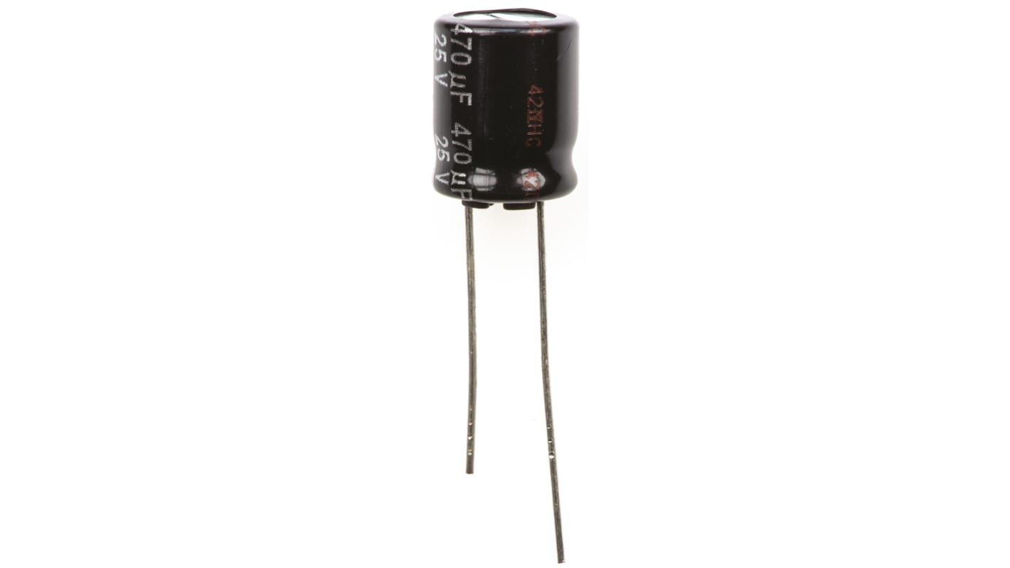 Panasonic 470μF Aluminium Electrolytic Capacitor 25V dc, Radial, Through Hole - ECA1EHG471