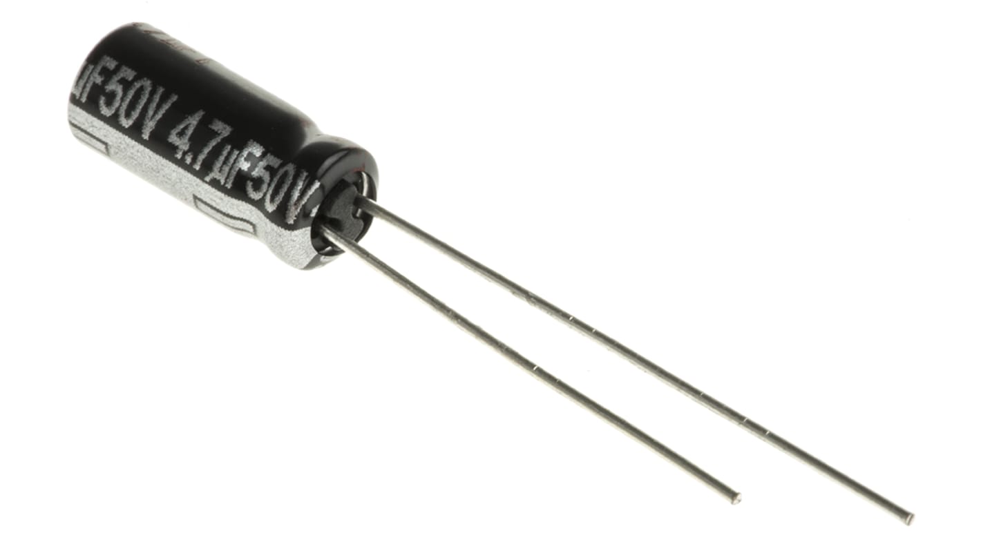 Panasonic NHG, THT Aluminium-Elektrolyt Kondensator 4.7μF ±20% / 50V dc, Ø 5mm x 11mm, bis 105°C