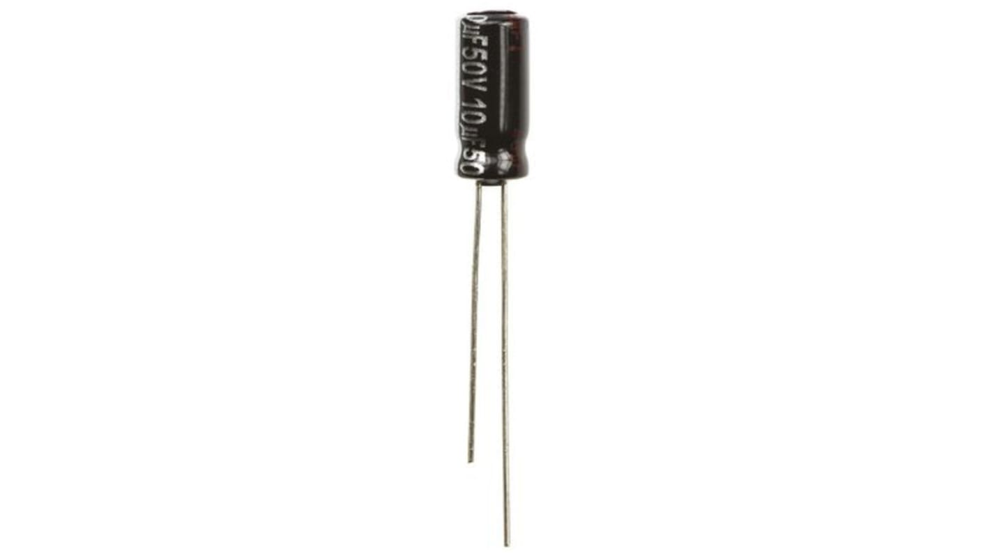 Panasonic NHG, THT Aluminium-Elektrolyt Kondensator 10μF ±20% / 50V dc, Ø 5mm x 11mm, bis 105°C