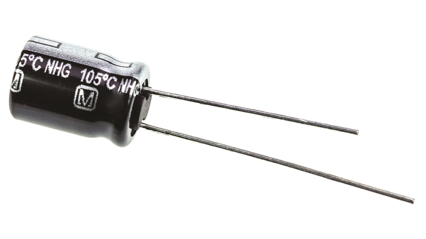 Panasonic NHG, THT Aluminium-Elektrolyt Kondensator 100μF ±20% / 50V dc, Ø 8mm x 11.5mm, bis 105°C