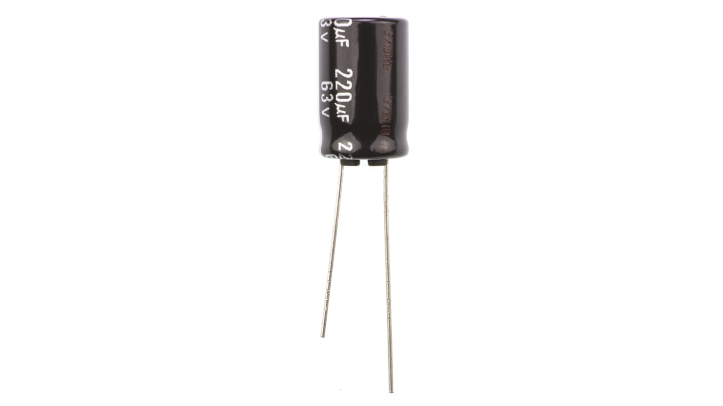 Panasonic 220μF Aluminium Electrolytic Capacitor 63V dc, Radial, Through Hole - ECA1JHG221