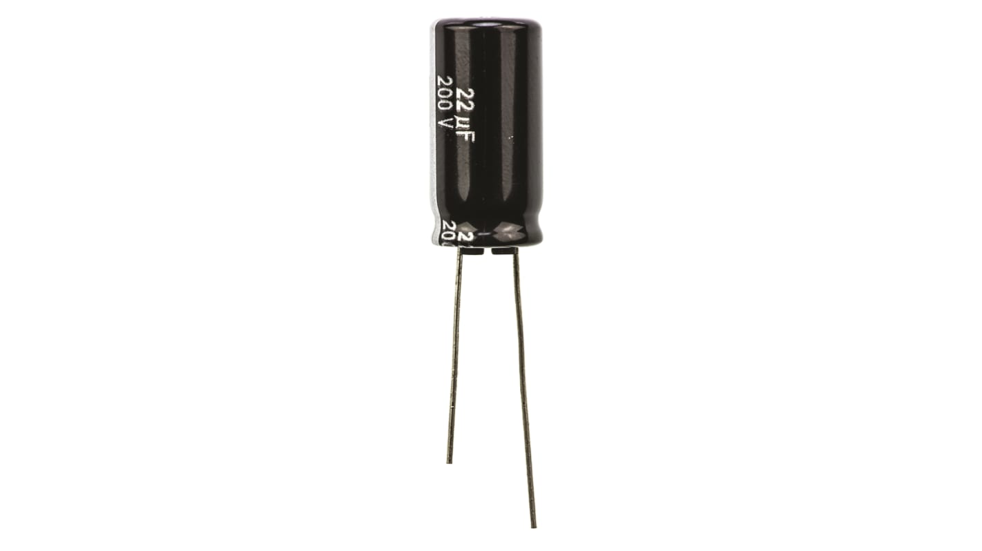 Panasonic 22μF Aluminium Electrolytic Capacitor 200V dc, Radial, Through Hole - ECA2DHG220