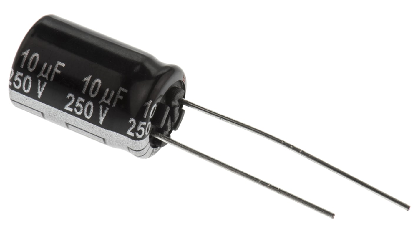 Panasonic NHG, THT Aluminium-Elektrolyt Kondensator 10μF ±20% / 250V dc, Ø 10mm x 16mm, bis 105°C