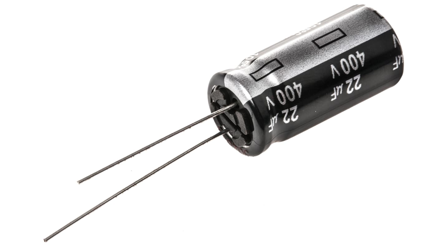 Panasonic NHG, THT Aluminium-Elektrolyt Kondensator 22μF ±20% / 400V dc, Ø 12.5mm x 25mm, bis 105°C