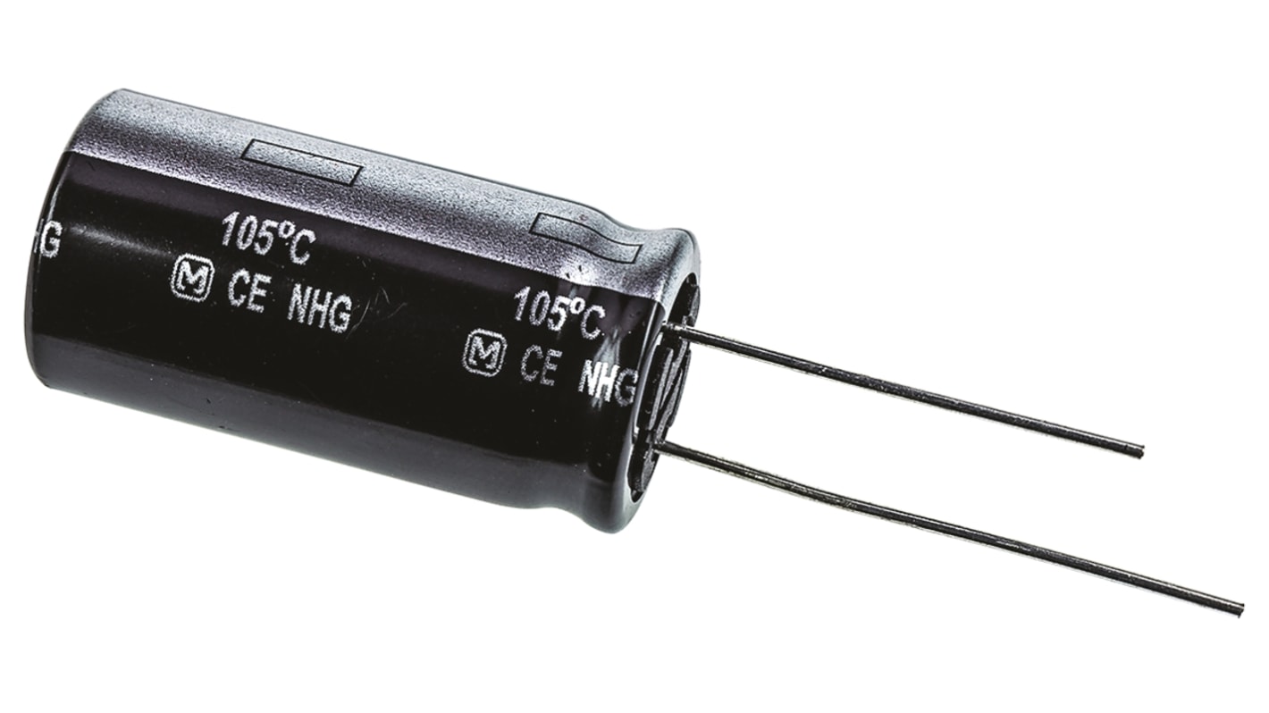 Panasonic NHG, THT Aluminium-Elektrolyt Kondensator 47μF ±20% / 400V dc, Ø 16mm x 31.5mm, bis 105°C