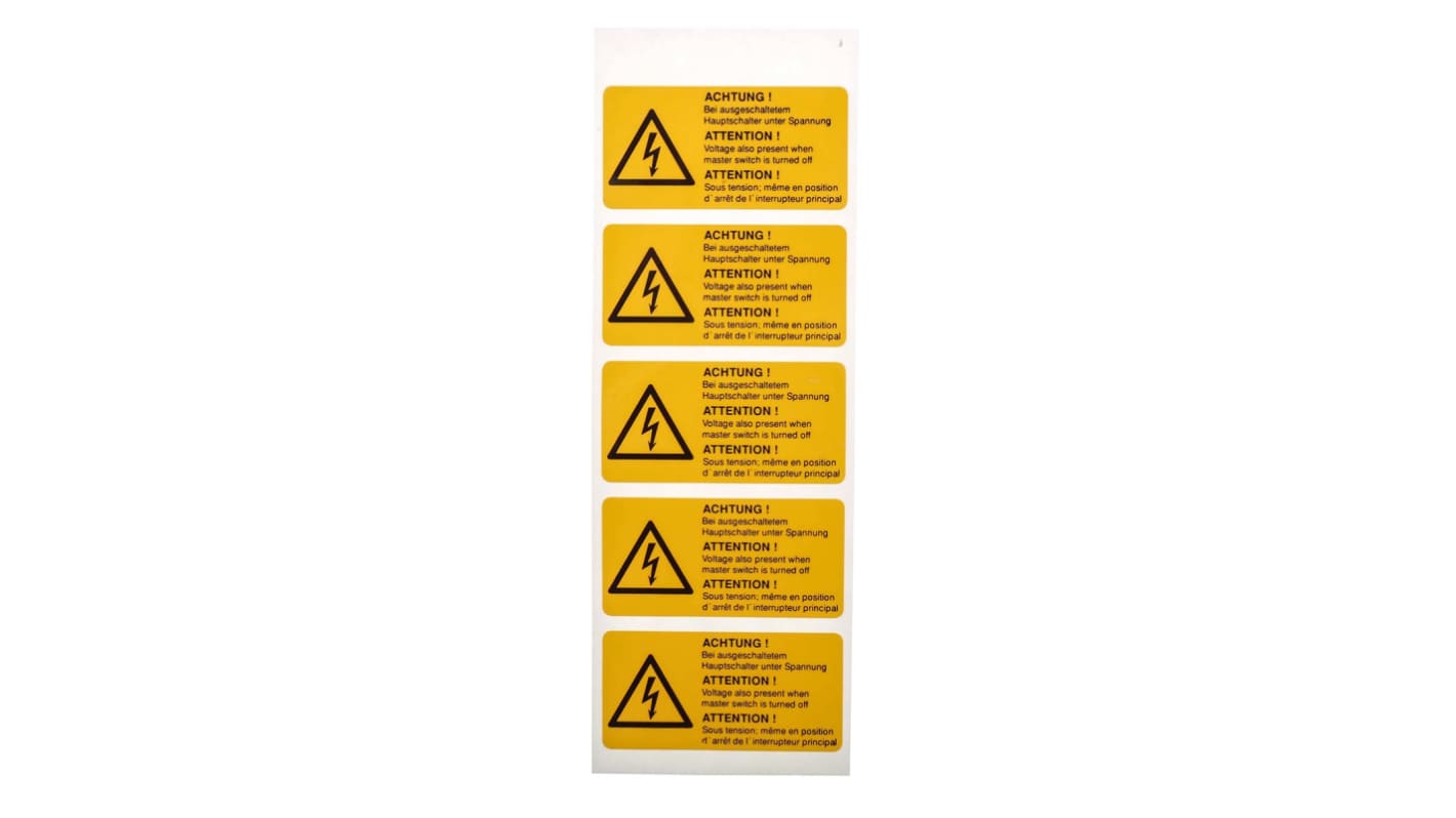 ESSW19052 | Idento Yellow PVC Safety Labels, ACHTUNG! Bei ...