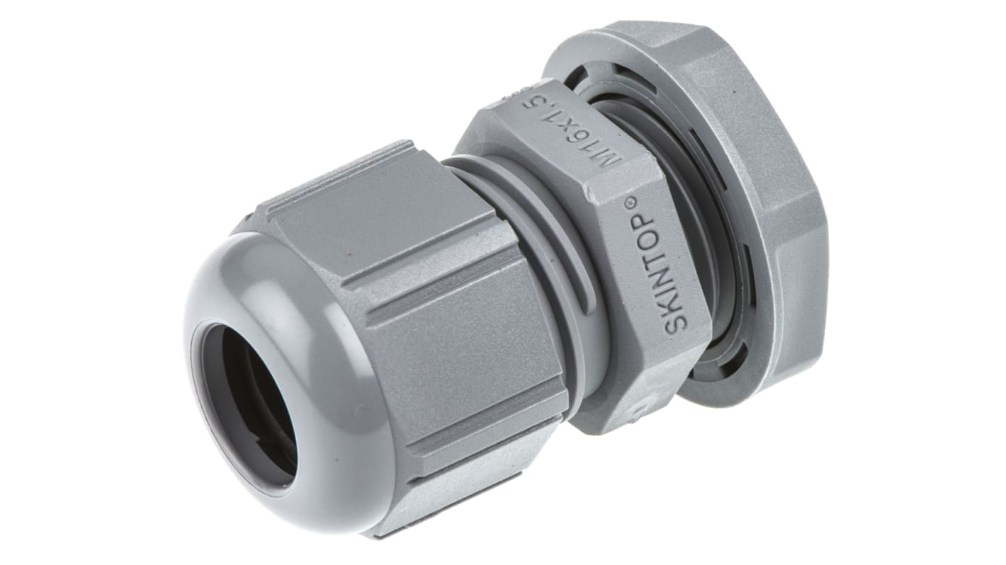 Lapp SKINTOP Series Grey Polyamide Cable Gland, M16 Thread, 4mm Min, 10mm Max, IP66, IP68, IP69