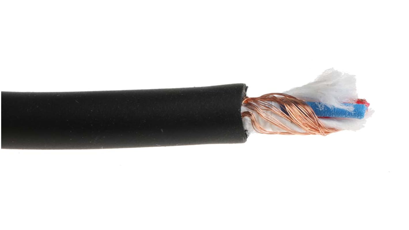 Câble audio Van Damme, 0,22 mm² Blindé Fermeture par tour, 24 AWG, Multiconducteur, gaine Noir