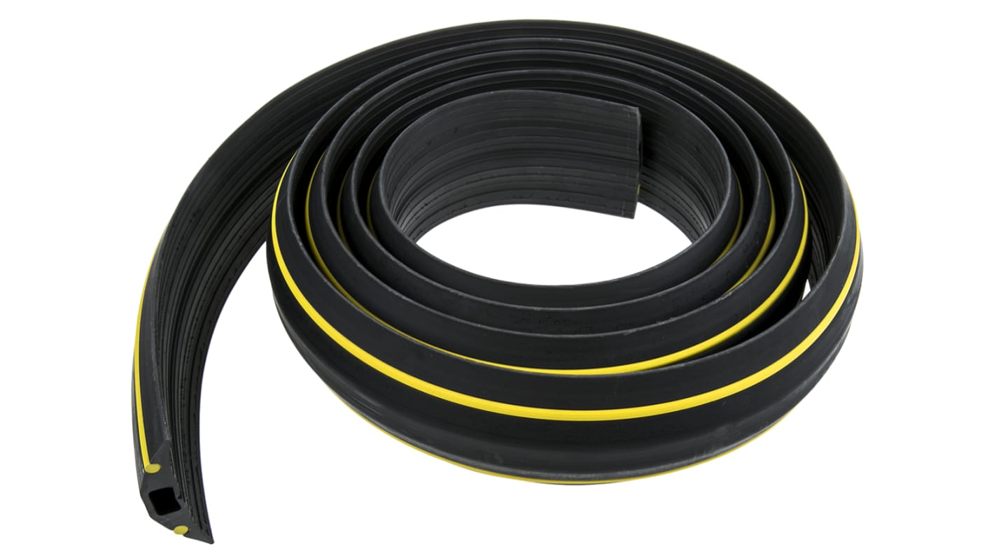 Pasacables de suelo, Vulcascot, Negro/Amarillo, 3m x 14 x 8mm x 68 mm