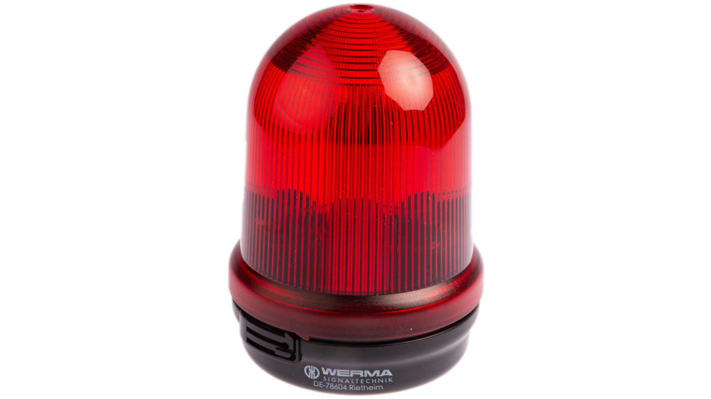 Werma BM 826 Series Red Steady Beacon, 12 → 240 V ac, Base Mount, IP65