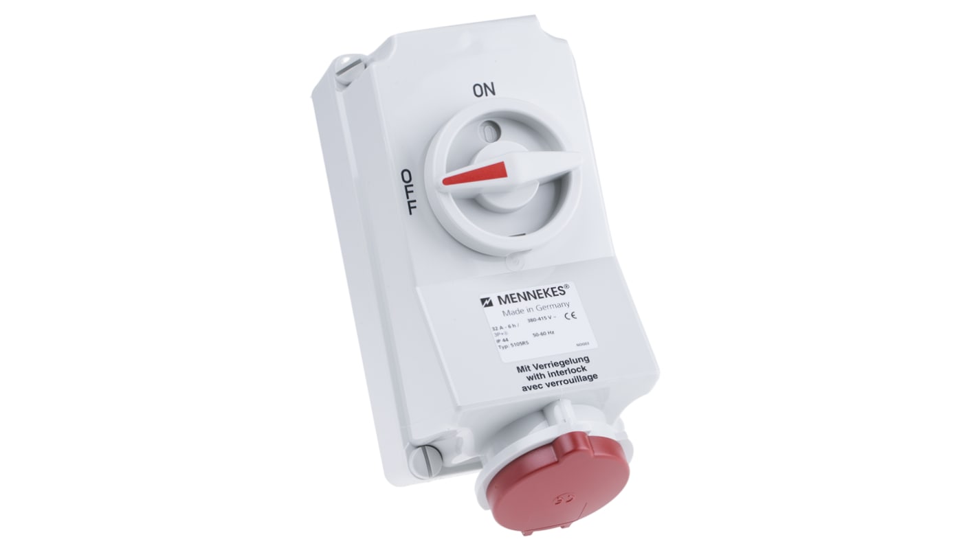 MENNEKES CEE Steckvorrichtung abschaltbar, Buchse Rot gerade 3P+E, 400 V / 32A, IP44