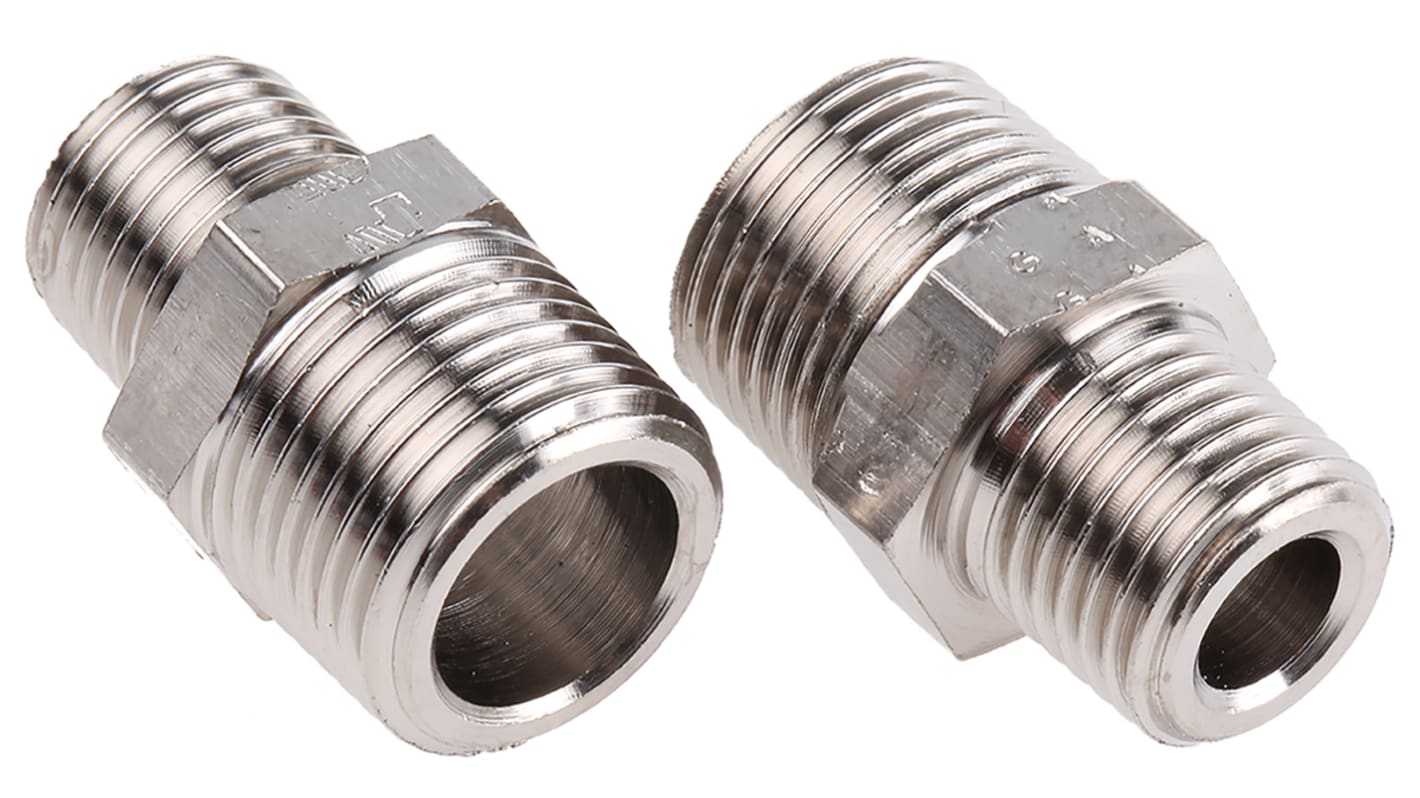 Legris LF3000 Series Straight Threaded Adaptor, R 1/4 Male to R 3/8 Male, Threaded Connection Style