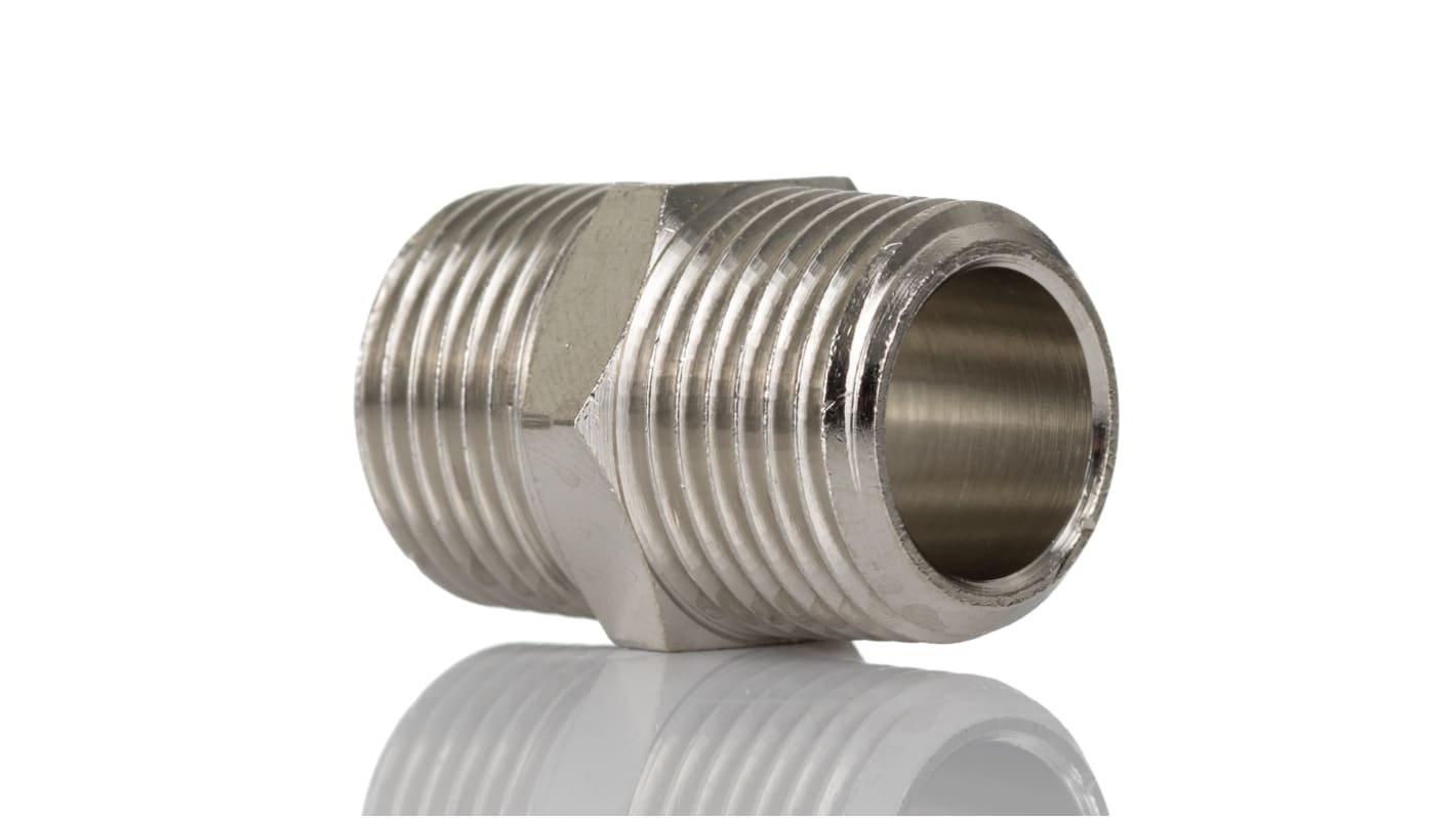 Legris LF3000 Series Straight Threaded Adaptor, R 1/2 Male to R 1/2 Male, Threaded Connection Style