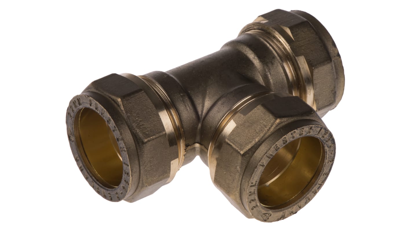 RS PRO Brass Compression Fitting Equal Tee 22mm