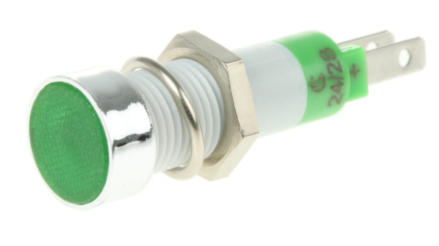 Voyant LED lumineux  Vert Signal Construct, dia. 8mm, 24 → 28V