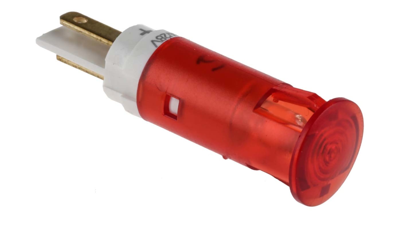 Signal Construct Red Panel Mount Indicator, 24 → 28V, 10mm Mounting Hole Size