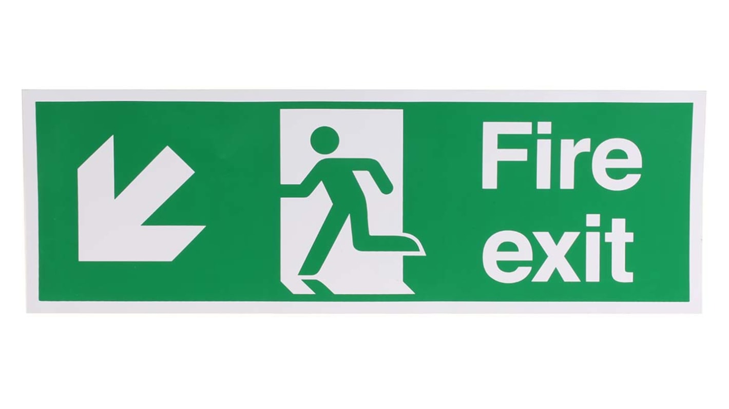Znak wyjścia, Winyl, Zielony/biały, Fire Exit, Angielski, Opis: WYJŚCIE POŻAROWE