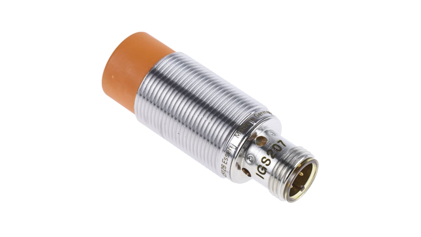 ifm electronic Inductive Barrel-Style Proximity Sensor, M18 x 1, 12 mm Detection, PNP Output, 10 → 36 V dc, IP67