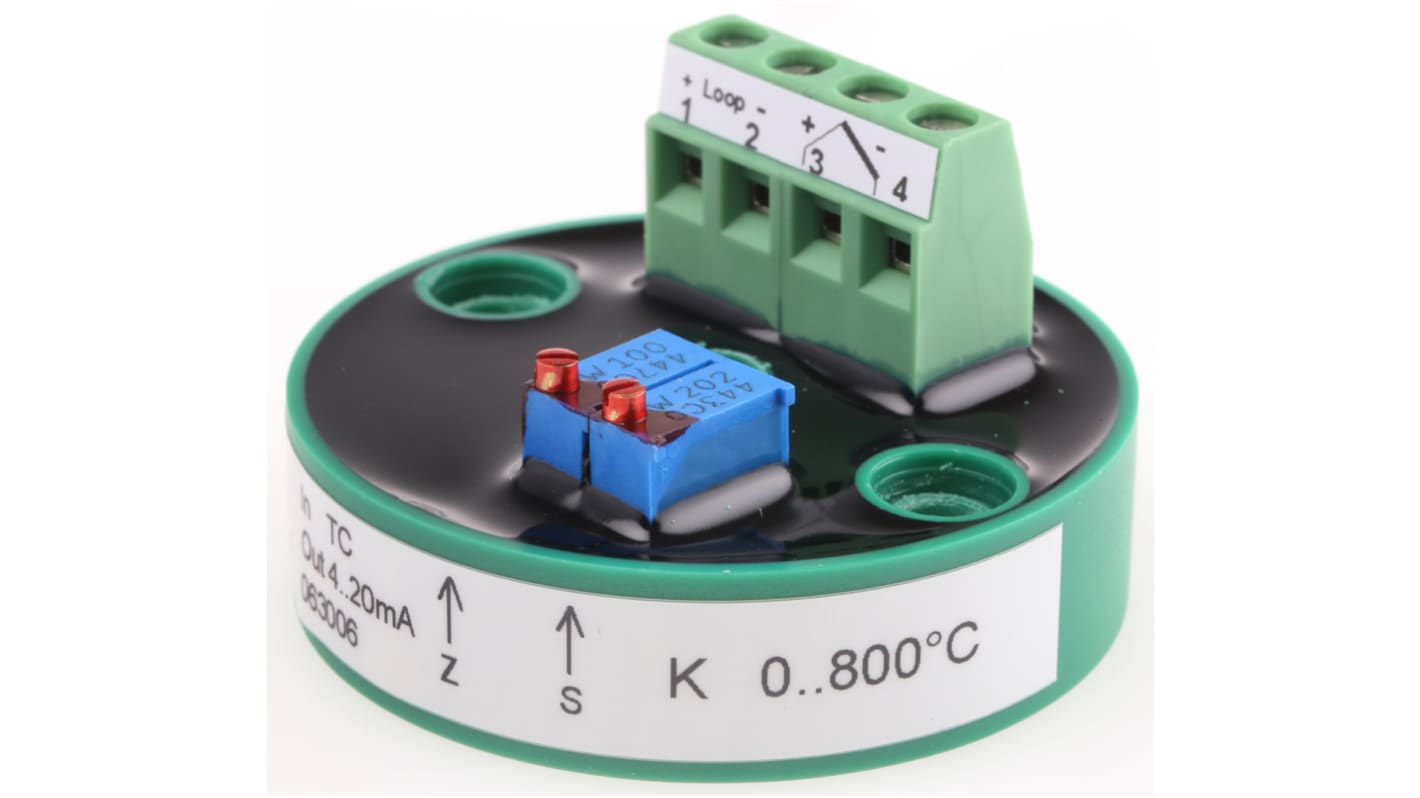 Transmisor de temperatura LKMelectronic serie LKM 101, rango temp: 0°C → +800°C, para TC K, 24 V