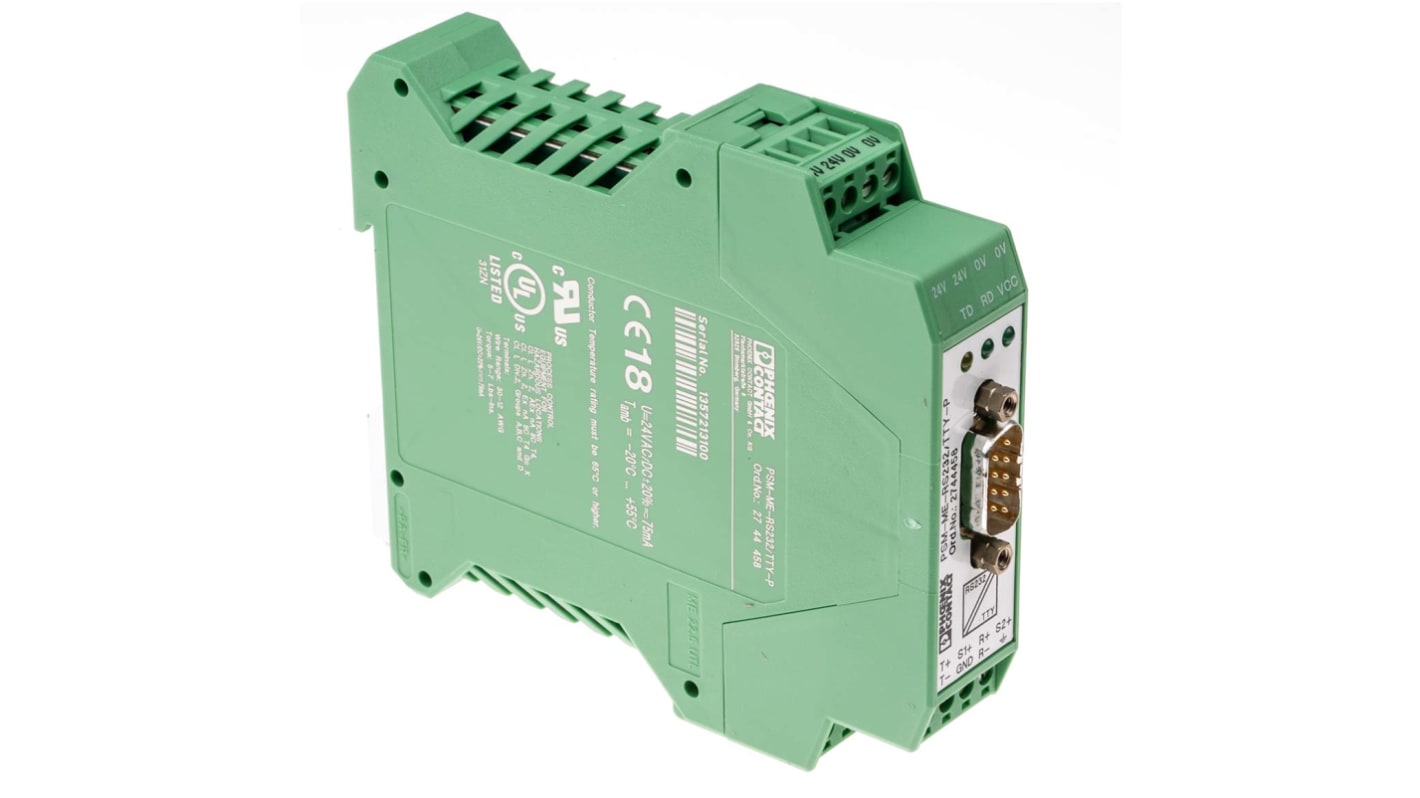 Phoenix Contact ACT20X Series Signal Conditioner, RS-232 Input, TTY Output, 24V ac/dc Supply