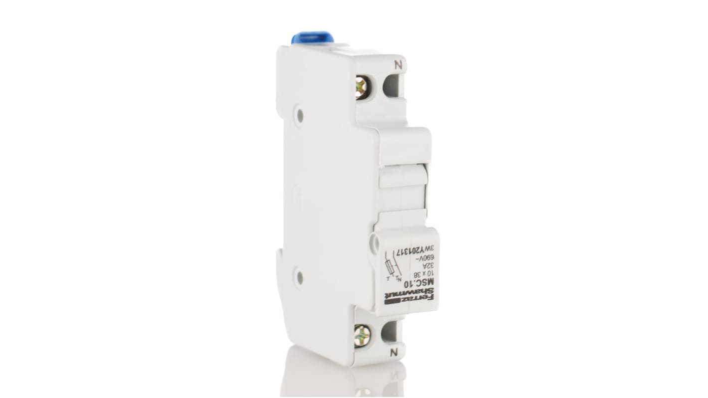 Y201317 Mersen 32A Rail Mount Fuse Holder for 10 x 38mm Fuse, 1P+N