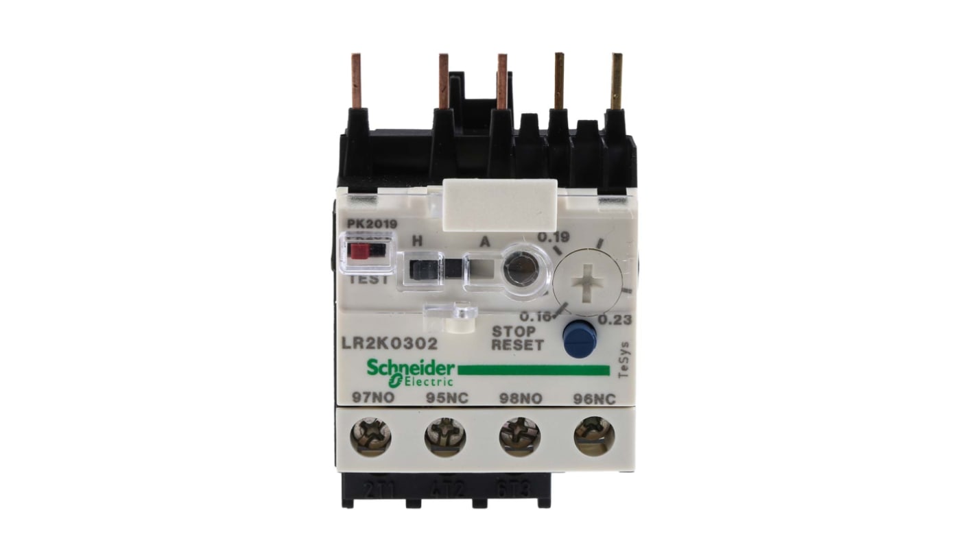 Schneider Electric LR2K Thermal Overload Relay 1NO + 1NC, 0.16 → 0.23 A F.L.C, 230 mA Contact Rating, 100 W, 250