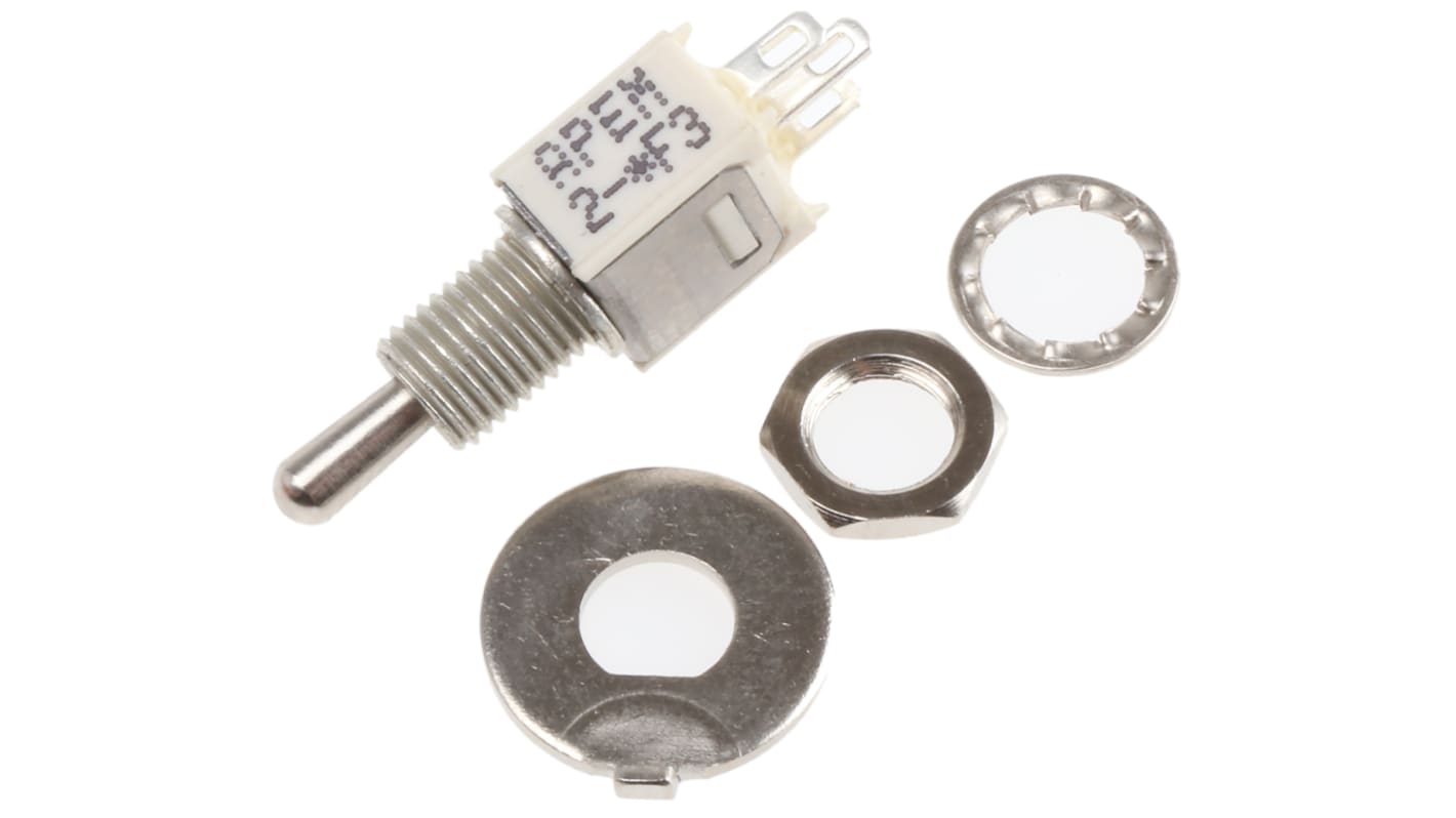 APEM Toggle Switch, Panel Mount, (On)-Off-(On), SPST, Solder Terminal