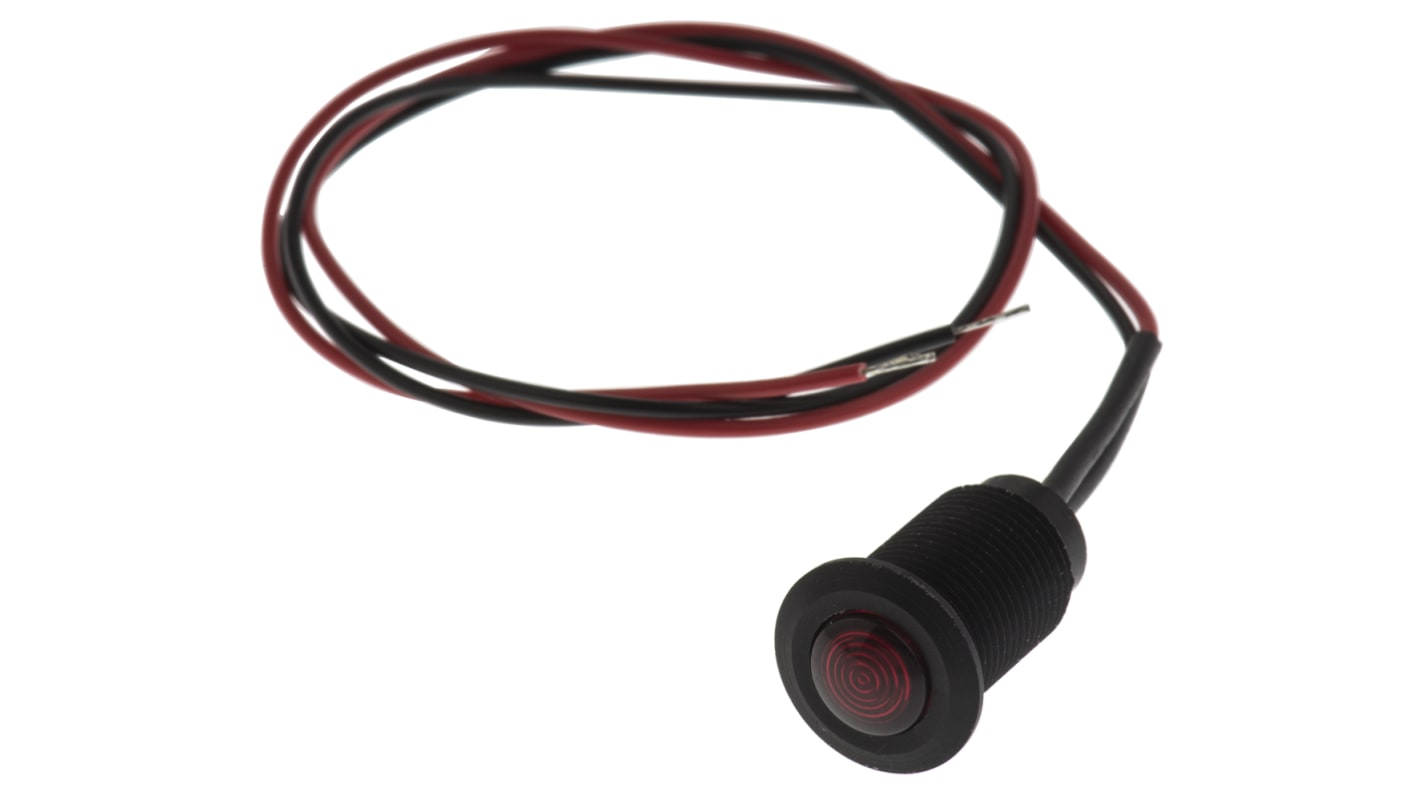 Indicatore da pannello Oxley Rosso  a LED, 24V ca, IP66, A filo, foro da 10.2mm