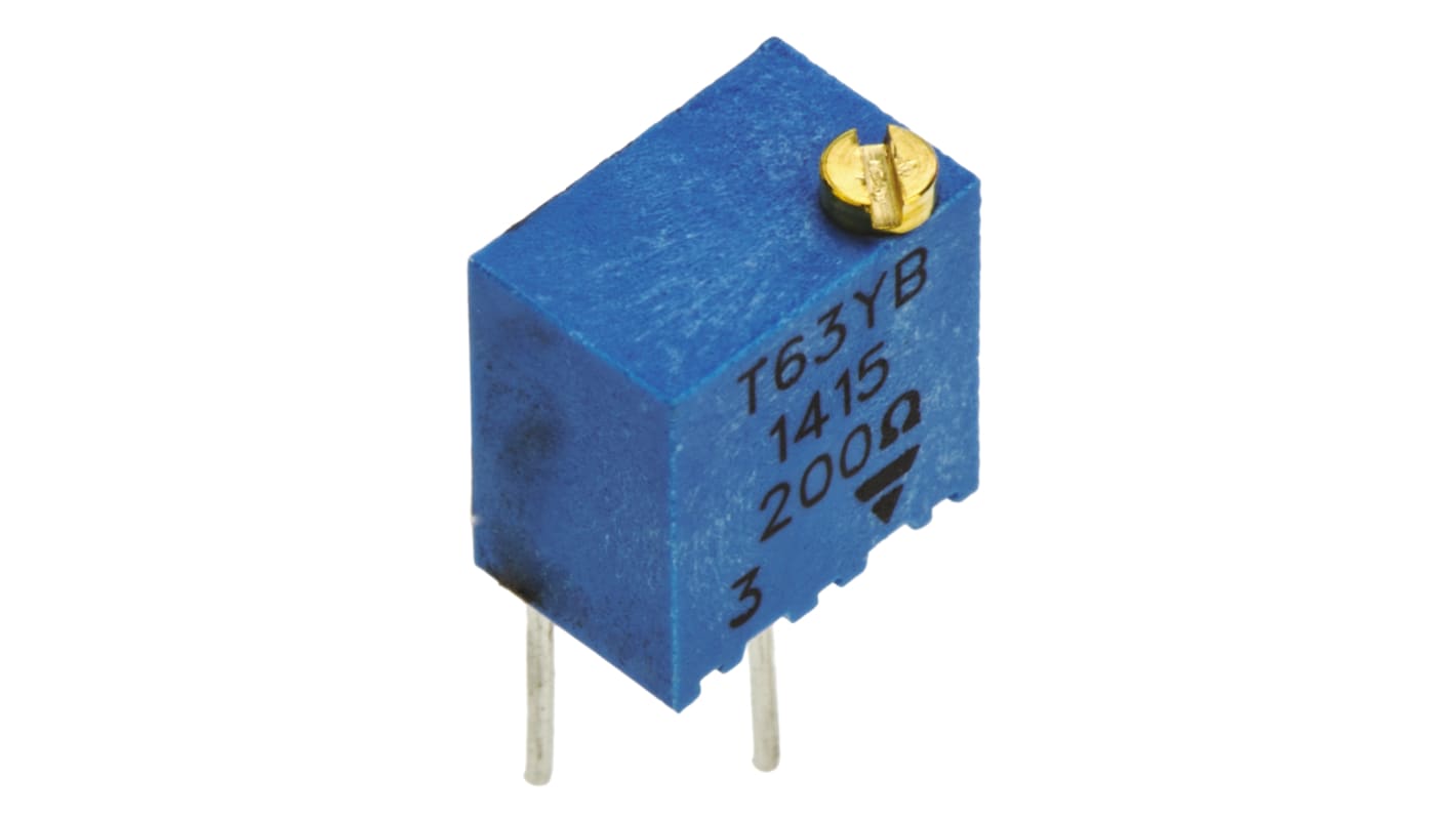 Vishay T63 14-Gang THT Trimmer-Potentiometer, Einstellung von oben, 200Ω, ±10%, 0.25W, Pin, L. 6.8mm